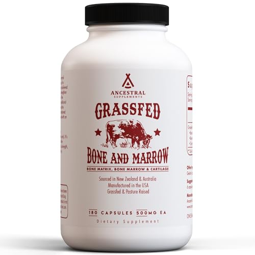 Ancestral Supplements Grass Fed Beef Bone and Marrow Supplement, 3000mg,