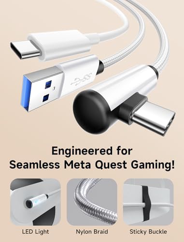 JSAUX Link Cable 16FT with Charging Compatible with Meta Quest 3S/Quest3/2/Pro Accessories【 Charging While Playing】 USB 3.0 High Speed Data Compatible with Oculus 3S/3/2/Pro, Pico 4, PC VR, Steam VR