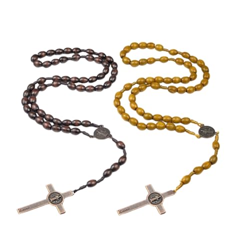 Lyivisk 2 Colliers Croix en Bois pour Homme Design Simple avec Pendentif en Bois Naturel Collier Élégant Cadeau Original pour Divers Événements