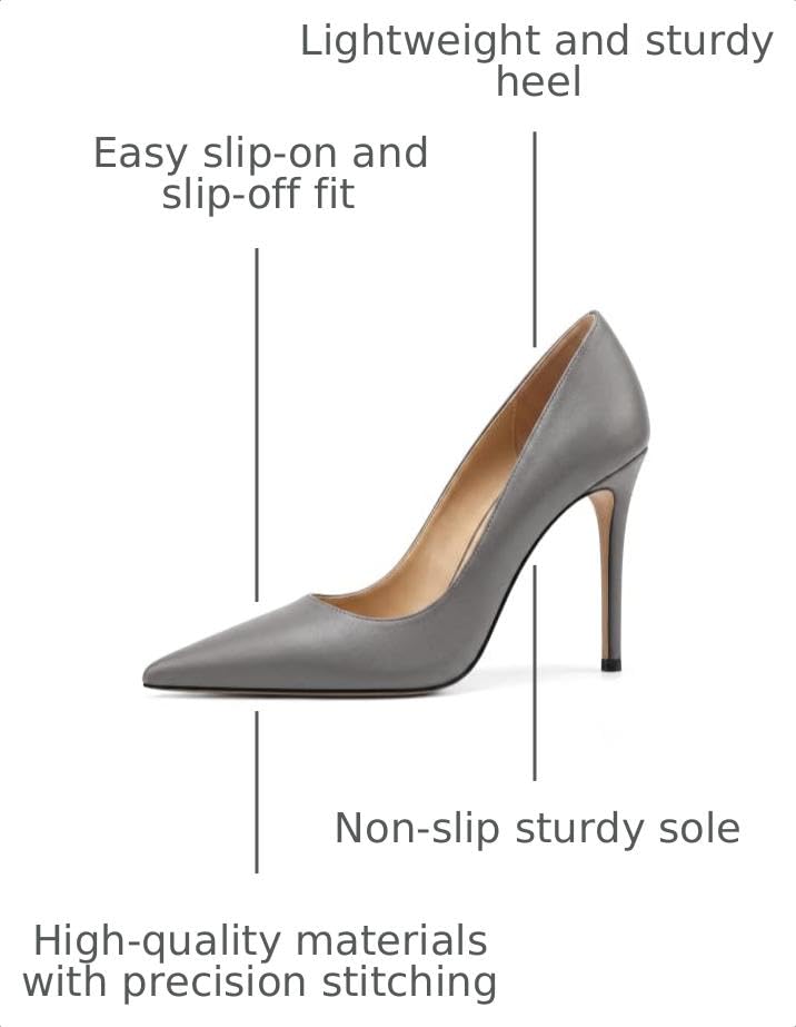 Image of Eldof Women's Classic Dress Pumps Shoes, Sexy Pointed Toe 4 inch Stiletto High Heels, Office Formal Slip On Size 5-13