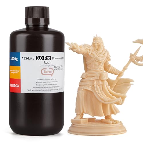 ELEGOO Résin ABS-Like 3.0 Pro, 1000g Beige, Résine Imprimante 3D Photopolymère UV 405nm, avec Haute Résistance aux Rayures, Haute Précision, Non Fragile,...