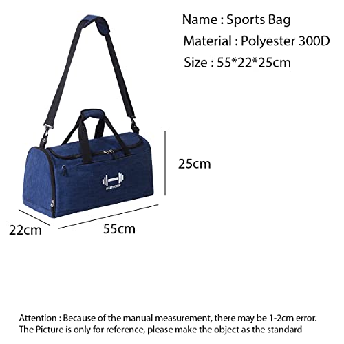 Image of Aavjo Unisex Sports Gym, Yoga, Swimming, Tennis Bag Travel Duffle Bag with Wet Pocket Shoes Compartment for Men Women (Dark Blue)