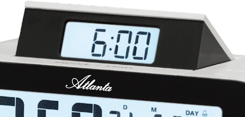Close-up of the pop-up alarm display on the Atlanta 1869 alarm clock