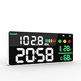 Decibel Meter Wall Hanging Sound Level Meter+ Digital Clock + Humidity & Temperature 11 Inch Large LED Display 30-130dB Noise Tester with Alarm Icons for Classroom Home Studio Factory