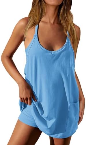 Nirovien Womens Tennis Dress Workout Mini Dress with Shorts Sleev...