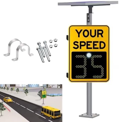 Speed Radar Traffic Sign, Solar Powered Feedback Sign for Roadway Safety, Reflective Aluminum, Weatherproof