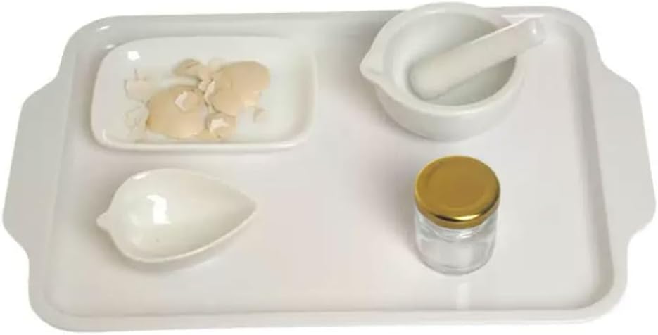 Montessori Eggshell Grinding Work Set, Complete Practical Life Tray with Mortar & Pestle, Kids Food Prep Grinding Kit
