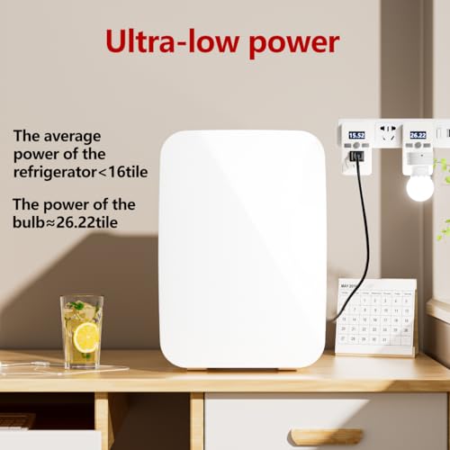 Image of Mini Fridge for Bedroom - 10 Liter /15 Can Portable Refrigerator for Dorm, Office, Car - Quiet Cooler & Warmer for Food, Drinks, Makeup & Skincare - AC /DC Power Supply