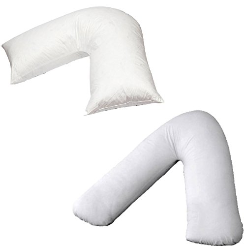 Adam Home Duck Feather & Down V Pillow Orthopedic V Shaped Neck Nursing Support With FREE Plain V Pillow Case - White