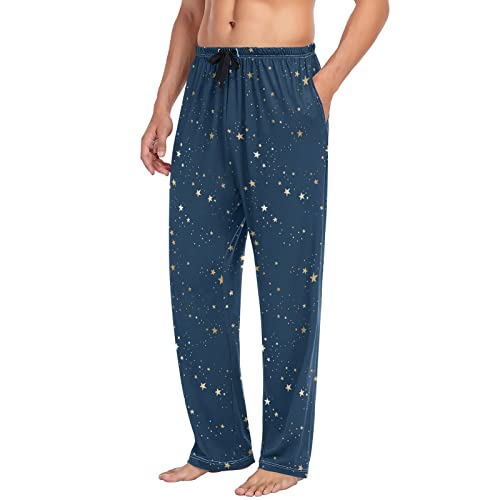 Gold Constellation Star Blue Men's Pajama Pants Sleepwear Lounge Pajama Bottoms4