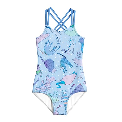 LQSZ Girls One Piece Swimsuits Quick Dry Beach Bathing Suit Cross Shoulder Strap Swimwear