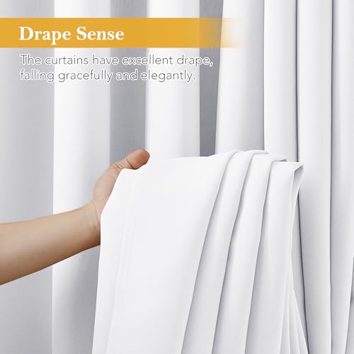 Image of RYB HOME Blackout Thermal Insulated Curtains, Portable Curtain for Sliding Glass Door /Storage /Space Room Divider, Large Window Treatment Room Divider Panel, W80 x L84, Pure White, 1 Panel