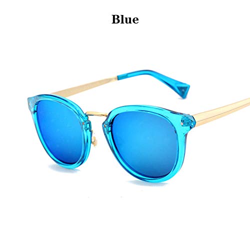 Preisvergleich Produktbild Sonnenbrille Runde Metall Sonnenbrille Frauen Übergroße Männer Sonnenbrille Mode Uv-Schutz Damen Sonnenbrille-Blau