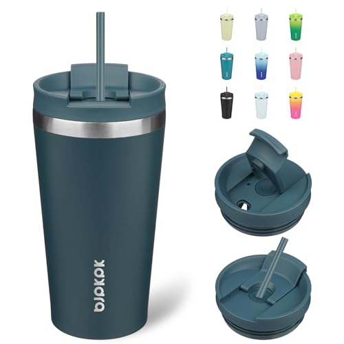 BJPKPK 18oz Stainless Steel Insulated Tumbler With lid And Straw Travel Coffee Thermal Tumblers Cup For Women And Men