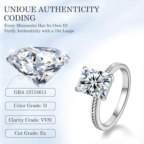 FreeKitee 3CT Moissanite Engagement Ring for Women, Round Cut D Color VVS1, 925 Sterling Silver with 18K White Gold Plated, Anniversary Promise Ring for Her, Wedding Ring with Gift Box by FreeKitee - Used condition - Image 3