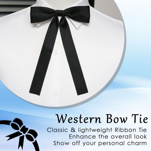 Image of Luckyvestir Mens Bow Tie, Western Ties for Men, Black Bowtie for Women, String Colonel Ribbon Tie for Party Prom Wedding