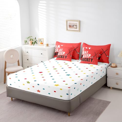 Image of Feelyou Ice Hockey Comforter Set King Size 7 Piece for Boys Girls Women Men