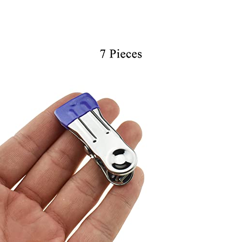 Image of Hahiyo Stainless Steel Clothespins Sock Clip Laundry 2.2inch Length with Spring Strong Grip Windproof Easy Pinch Hang Handy Save Space Not Damage Leave Pinch Mark for Clothesline Towel Purple 7PCS