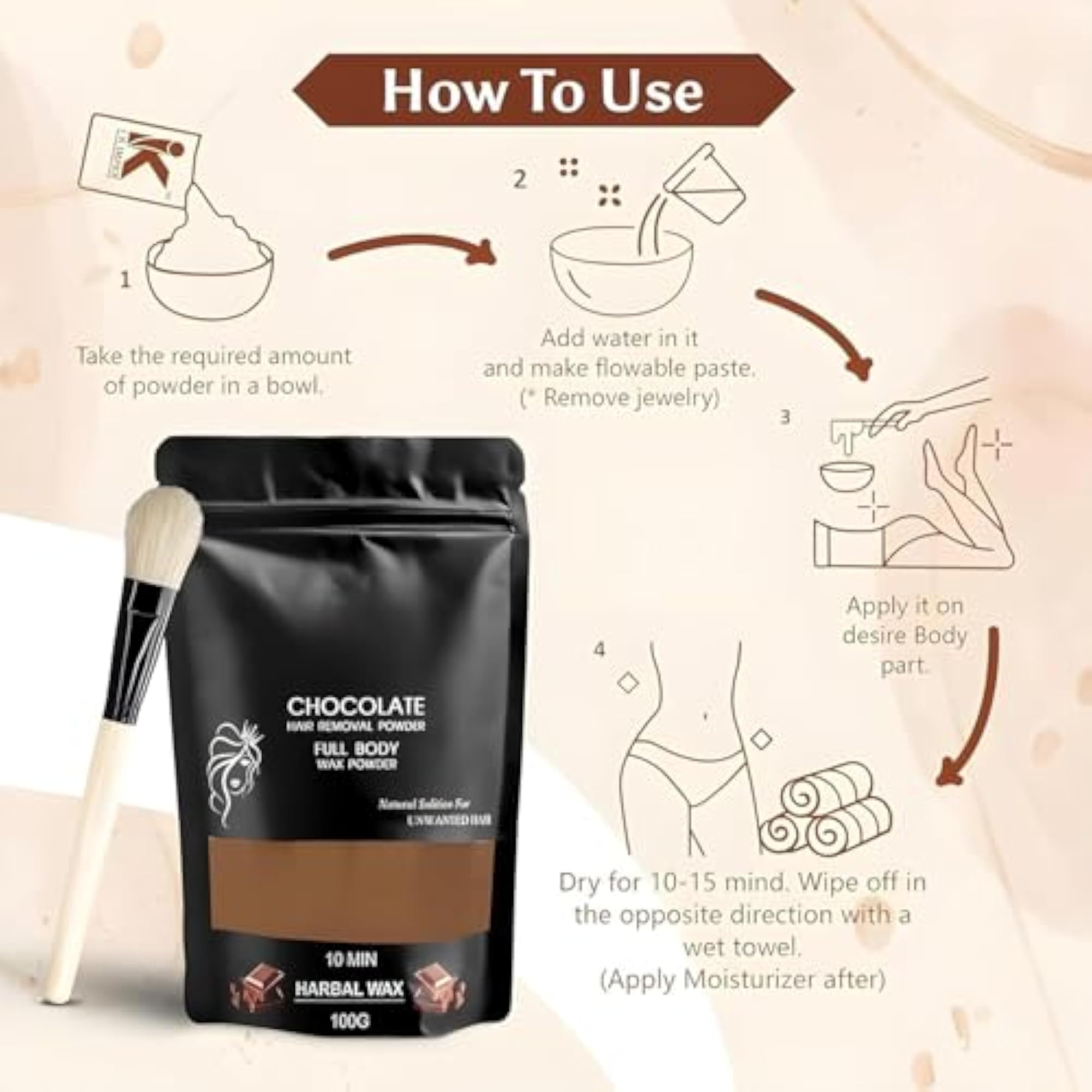 Chocolate Facial Wax Powder for Gentle Skin Treatment