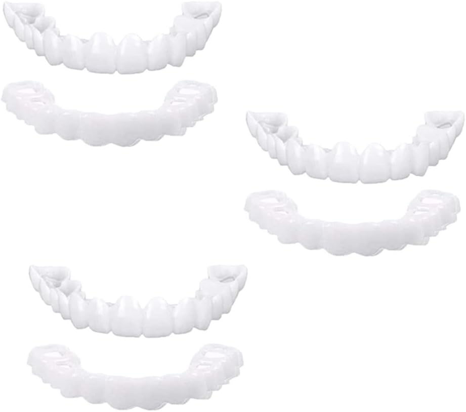 3 Pairs Instant Veneers Dentures Fake Teeth Braces Smile Teeth Top Fake Teeth Whitening Cosmetic Tooth Covering for Men and Women for a Confident Smile