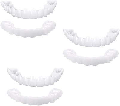 3 Pairs Instant Veneers Dentures Fake Teeth Braces Smile Teeth Top Fake Teeth Whitening Cosmetic Tooth Covering for Men and Women for a Confident Smile