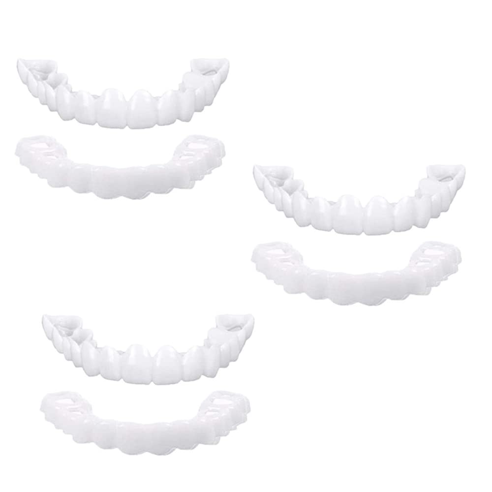 3 Pairs Instant Veneers Dentures Fake Teeth Braces Smile Teeth Top Fake Teeth Whitening Cosmetic Tooth Covering for Men and Women for a Confident Smile