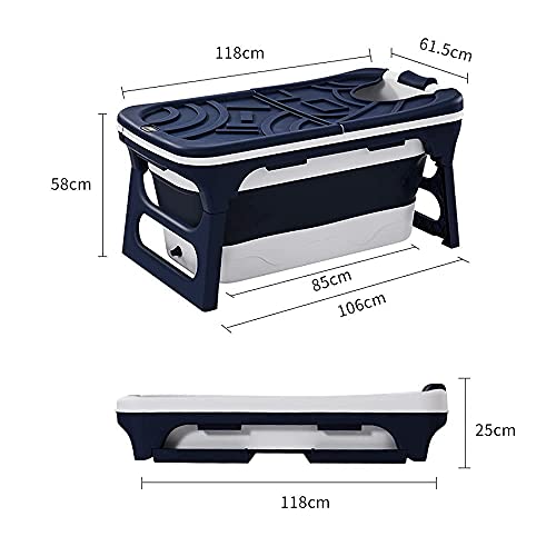CRS faltbare Badewanne für Kinder & Erwachsene mit Kissen mit 121cm Länge | Ideal für kleine Badezimmer klappbare mobile Badewanne | foldable bathtub | tragbare Klappbadewanne zum Aufstellen Blau - Image 6