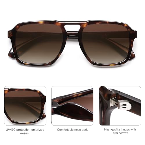 SOJOS Retro Aviator Polarized Sunglasses For Women Men Womens Oversized Thick Square Vintage 70s Sun Glasses SJ23304