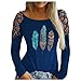 Tee-Shirt Femme Coton Tee Shirt Paillette Long Automne Vintage Haut pour Femme Confortable Paisley Manche Longue L'école Encolure Dégagée Confortable