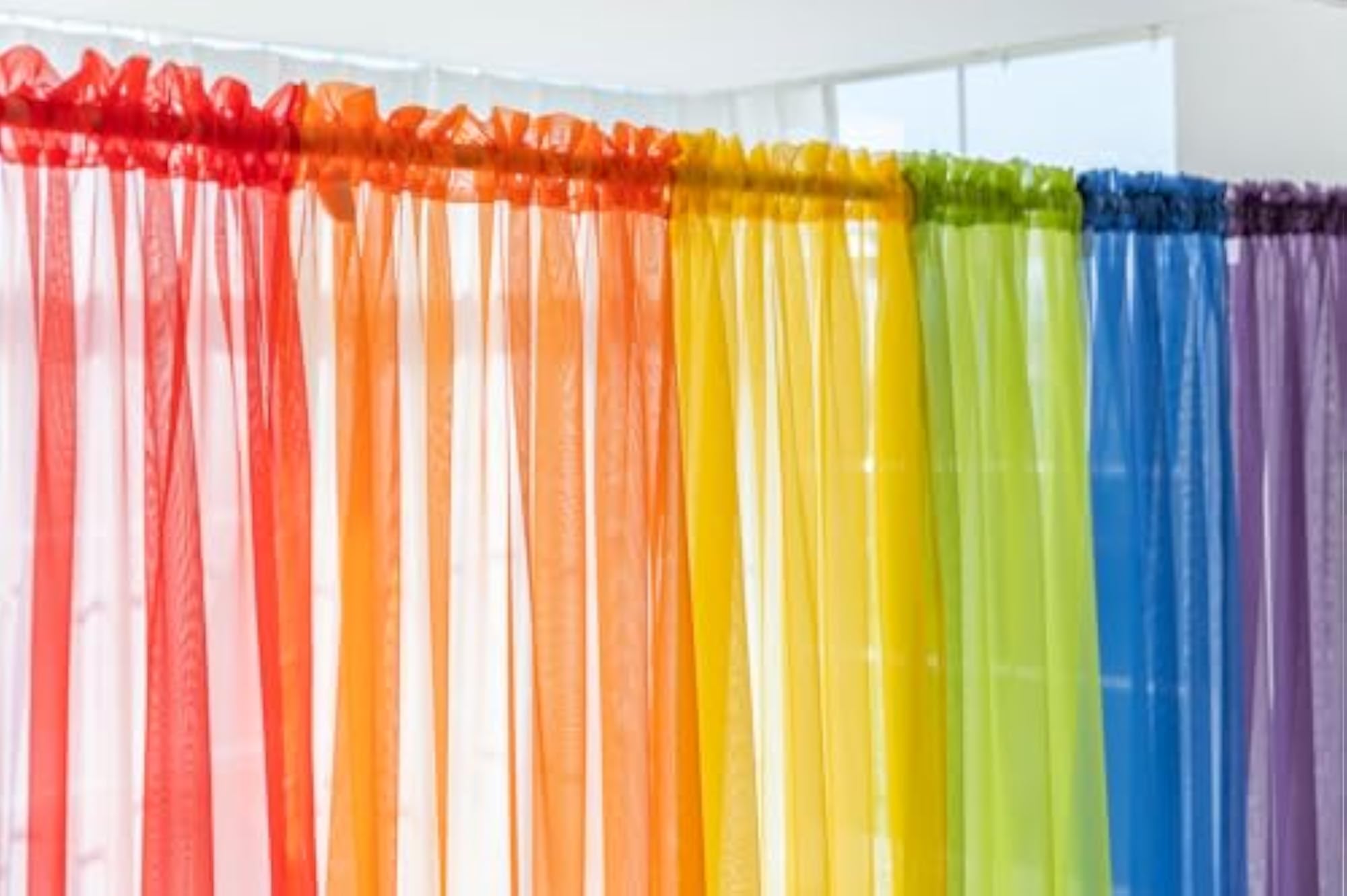 Rainbow Sheer Window Panel Drapes Curtains Set