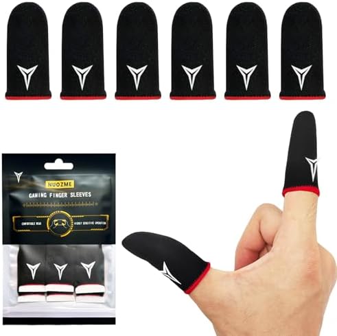 6 PCS Mobile Phone Gaming Finger Sleeves, Finger Sleeves Compatible with All Touchscreen Devices, 0.15mm Superconducting Nanofibers, Smooth Feel, Anti-Sweat, Extremely Thin, Red Edge