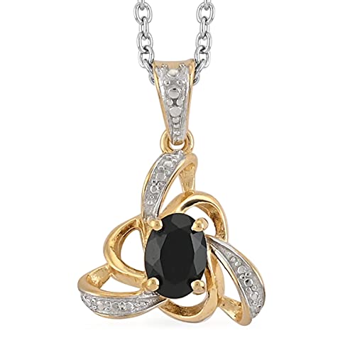 Shop LC 925 Sterling Silver 14K Yellow Gold Plated Black Tourmaline Pendant Necklace Delicate Gifts for Women Jewelry Size 20  Ct 0.6