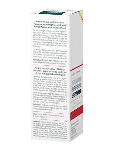 Kneipp Massageöl Rücken & Nacken Wohl - Für vor & nach dem Sport - Empfohlen von Physiotherapeuten - 100ml