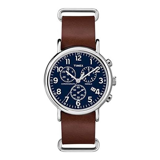 Timex Weekender Chrono 40mm Leather Strap Watch