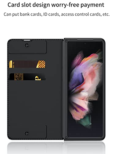Image of BOUNCEBACK Wallet Flip Case Cover with Pen (Free) for Samsung Galaxy Z Fold2 5G / Galaxy Fold 2 5g Case Cover - (Leather | CarbonFiber Black)