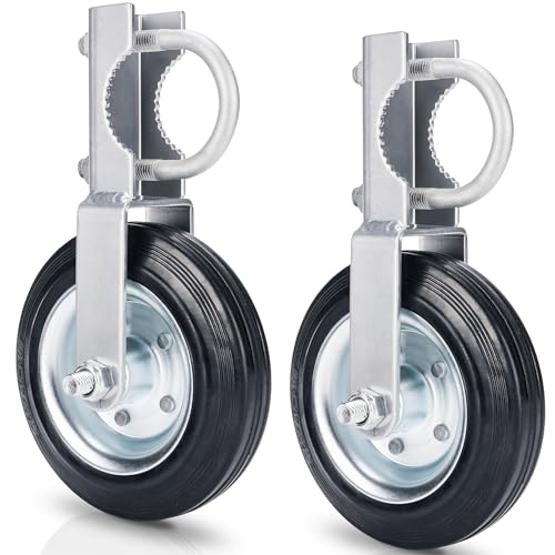 Image of Heavy Duty Farm Gate Helper Wheels - 6 Inch, 1-5 /8 inch to 2 inch Frame, Silver - 2 Pcs