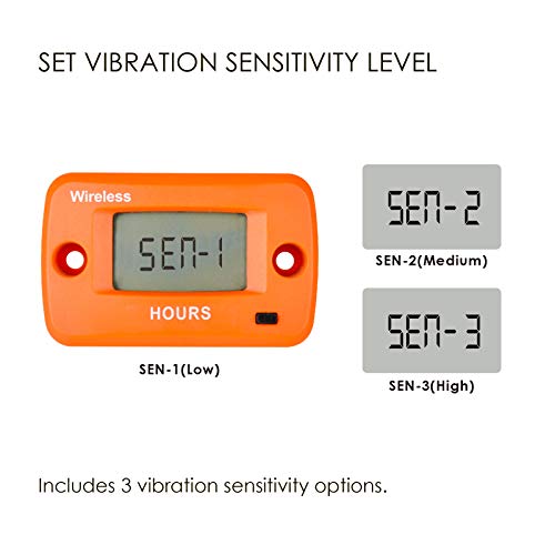 Jayron Digital Wireless Hour Meter,Vibration Activation,Used for Generator Marine ATV Lawn Mower and Equipment That Vibrates at Work - Thumbnail 3