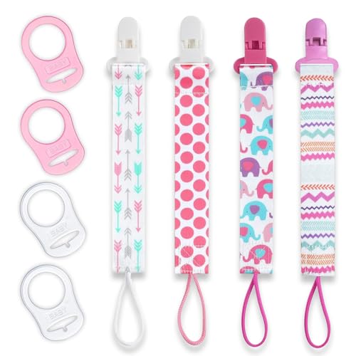4 Pezzi Catenella Portaciuccio, Tessuto Catenella Ciuccio, Catenelle per Ciuccio, Porta Ciuccio Femmina Maschio, Cordino...