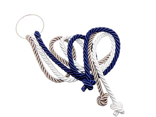 Cord Of Three Strands, Ships Next Day, Wedding Knot, Ceremony Rope, Dark Silver, White, Navy 3/8" Braids #TOP2