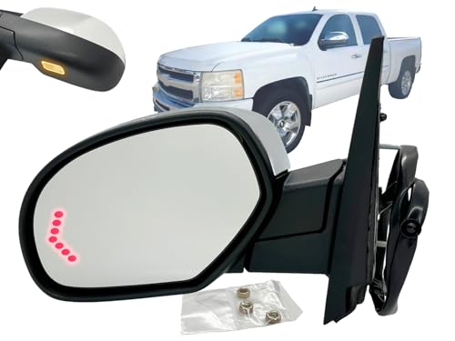 APA Replacement for Power Folding Mirror 2009-2013 SILVERADO SIERRA YUKON TAHOE SUBURBAN 2007-2008 AVALANCHE with Signal Puddle Memory Chrome Mirror Cap Driver Left Side GM1320499