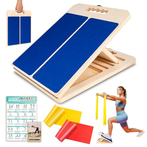 Wooden Slant Board for Calf Stretching, Portable Adjustable Calf Stretch