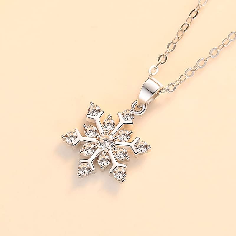 NanMuc Christmas 925 Sterling Silver Snowflake Pendant Necklace with Blue Ctystal Jewelry New Year Holiday for Women 18" Chain - Image 4