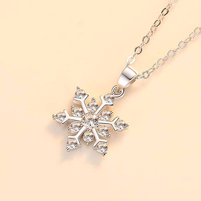 NanMuc Christmas 925 Sterling Silver Snowflake Pendant Necklace with Blue Cubic Zirconia Jewelry New Year for Women 18" Chain4
