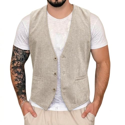 Chaleco de lino para hombre ideal para bodas de verano y fiestas