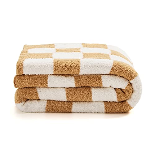 Yiruio Throw Blankets Checkerboard Checkered Chessboard Warmer Comfort Reversible Microfiber Soft Cozy For Kids Baby Children(Burnt Orange, 30''X40'') #TOP4