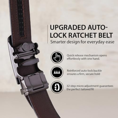 Image of HAYES LONDON Leather Ratchet Belt for Men | Adjustable No-Holes | Customizable Fit, Stylish & Effortless Buckle | Formal & Casual Wear Belts