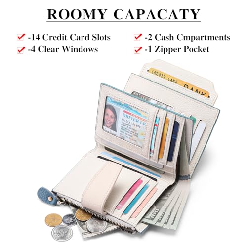 Image of FALAN MULE Small Wallet for Women Leather Bifold Compact RFID Blocking Small Womens Wallet Purse