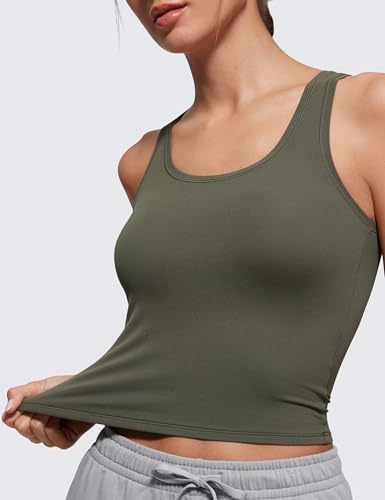 Image of CRZ YOGA Softembrace Scoop Neck Tank Top | Workout, Ultra Soft, Tight Fit, Waist Length, Double Lined, Sleeveless Shirts for Women