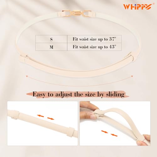 WHIPPY Women Skinny Leather Belt Adjustable Thin Waist Belt for Dress Pants Jeans4
