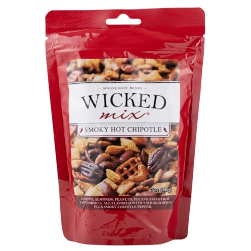 Image of Wicked Mix Snack Mix with Mixed Nuts - Sweet and Salty Snacks Trail Mix Snack Packs with Almonds, Cashews, Pretzels, Pecans - Healthy Snacks Zero Trans Fat in Resealable Bag - Smoky Chipotle